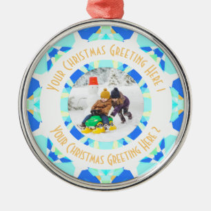 Custom Christmas Star Modern Blue Foto Gruß Ornament Aus Metall