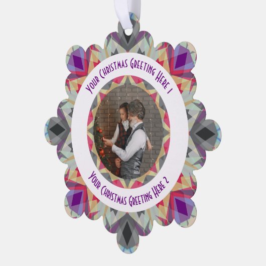 Custom Christmas Star Modernes Graues Foto Gruß Ornament Karte (Linke Ecke)