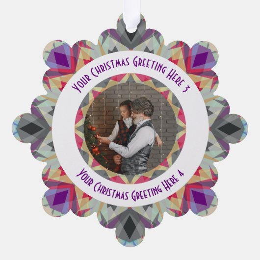 Custom Christmas Star Modernes Graues Foto Gruß Ornament Karte (Rückseite)