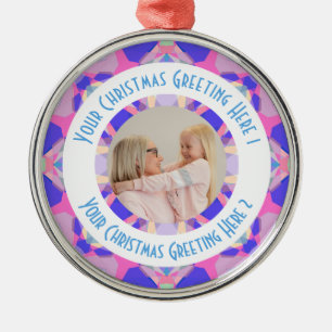 Custom Christmas Star Modernes Pink Foto Gruß Ornament Aus Metall