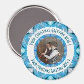 Custom Christmas Star Winter Blue Foto Gruß Magnet (Vorderseite/Rückseite)