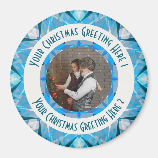 Custom Christmas Star Winter Blue Foto Gruß Magnet (Vorne)