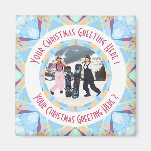 Custom Christmas Star Winter Blue Foto Gruß Magnet (Vorne)