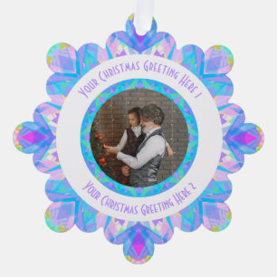 Custom Christmas Star Winter Blue Foto Gruß Ornament Karte
