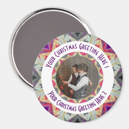 Custom Christmas Star Winter Grau Foto Gruß Magnet (Vorderseite/Rückseite)