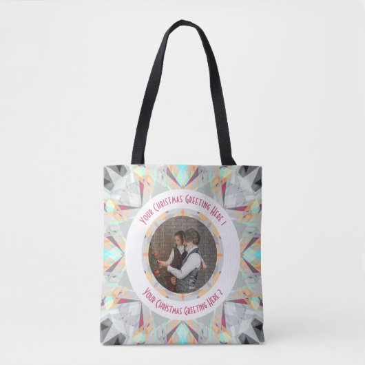 Custom Christmas Star Winter Grau Foto Gruß Tasche (Vorderseite)
