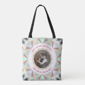Custom Christmas Star Winter Grau Foto Gruß Tasche (Rückseite)