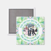 Custom Christmas Star Winter Green Foto Gruß Magnet (Vorderseite/Rückseite)
