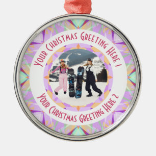 Custom Christmas Star Winter Lila Foto Gruß Ornament Aus Metall