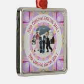 Custom Christmas Star Winter Lila Foto Gruß Ornament Aus Metall (Rechts)