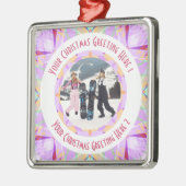 Custom Christmas Star Winter Lila Foto Gruß Ornament Aus Metall (Links)