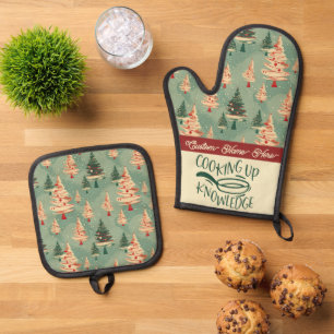 Custom Christmas Teacher Geschenk Ofenhandschuh & Topflappen-Set