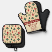 Custom Christmas Teacher Geschenk Ofenhandschuh & Topflappen-Set (Vorderseite/Rückseite)