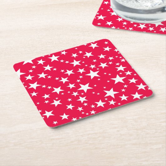Custom Christmas Template Red White Stars Rechteckiger Pappuntersetzer (angewinkelt)