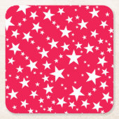 Custom Christmas Template Red White Stars Rechteckiger Pappuntersetzer (Vorderseite)