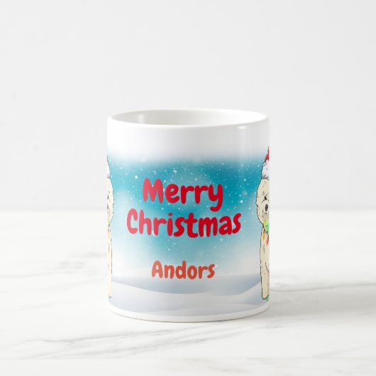 Custom Christmas Themed Weihnachtsmannmütze Bichon Kaffeetasse (Mittel)