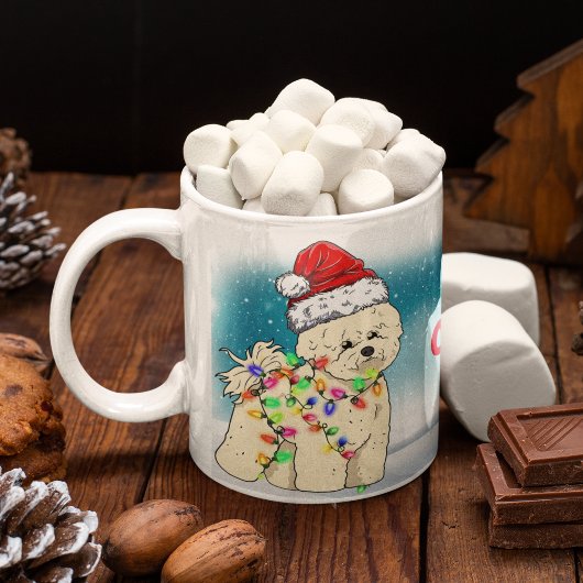 Custom Christmas Themed Weihnachtsmannmütze Bichon Kaffeetasse