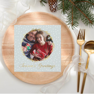 Custom Christmas Three Fotos Season's Gruß Feiertagskarte