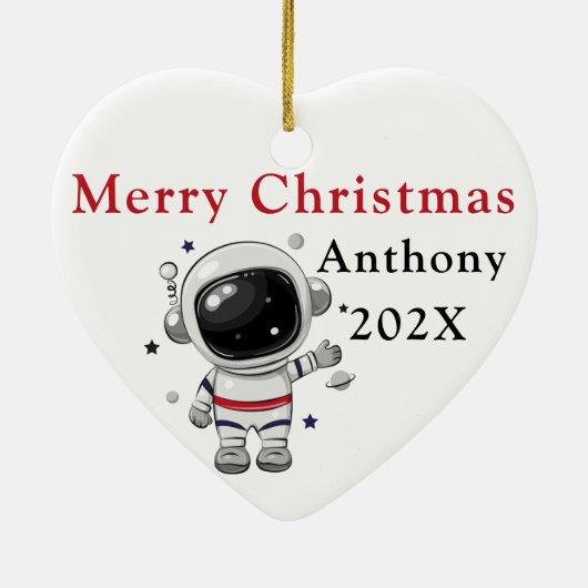 Custom Christmas Tree Astronaut Keramik Ornament (Hinten)