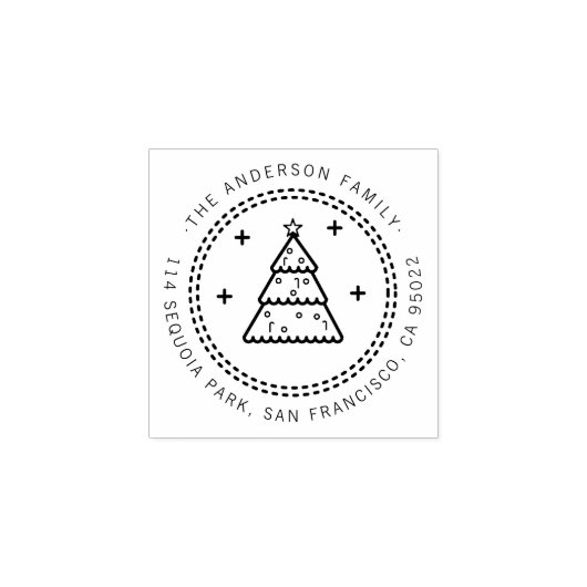 Custom Christmas Tree Family Name Rücksendeadresse Gummistempel (Prägung)