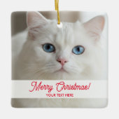 Custom Christmas tree ornament with white cat pic (Vorderseite)