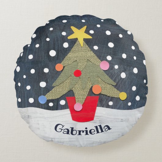 Custom Christmas Tree Round Cushion Kissen Kissen (Vorderseite)