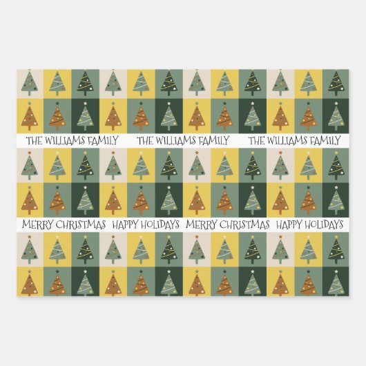 Custom Christmas Tree Sage Green Geschenkpapier Set (Vorderseite)
