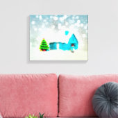 Custom Christmas Tree Snow Man House Leinwanddruck (Insitu (Wohnzimmer))