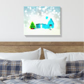 Custom Christmas Tree Snow Man House Leinwanddruck (Insitu (Schlafzimmer))