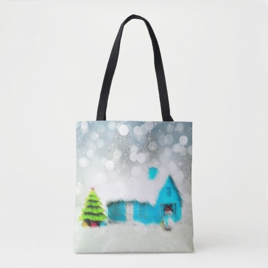 Custom Christmas Tree Snow Man House Tasche (Vorderseite)