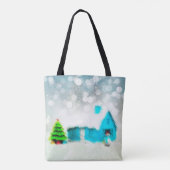 Custom Christmas Tree Snow Man House Tasche (Rückseite)