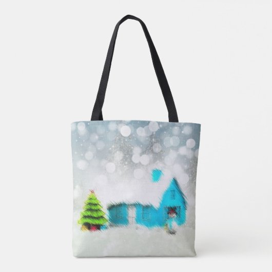 Custom Christmas Tree Snow Man House Tasche (Rückseite)