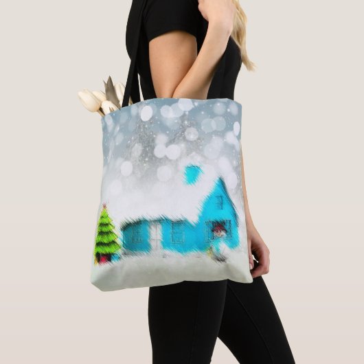 Custom Christmas Tree Snow Man House Tasche (Von Nahem)