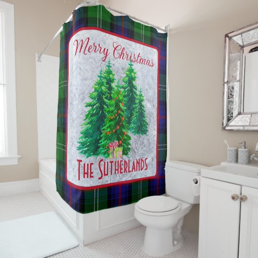 Custom Christmas Trees Scottish Sutherland Clan Duschvorhang (Beispiel)
