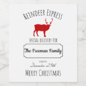 Custom Christmas Wine Label Geschenk Rentier Expre Weinetikett (Einzelnes Label)