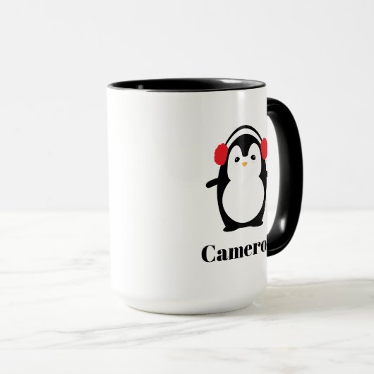 Custom Christmas Winter Niedlich Pinguin Tasse (VorderseiteRechts)