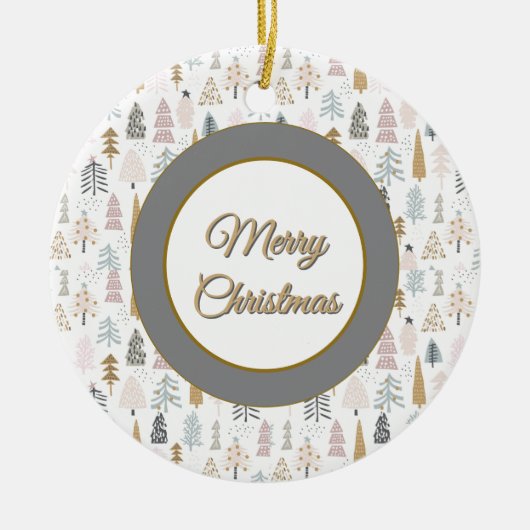 Custom, Christmas Winter Trees Rustic Keramik Ornament (Vorne)