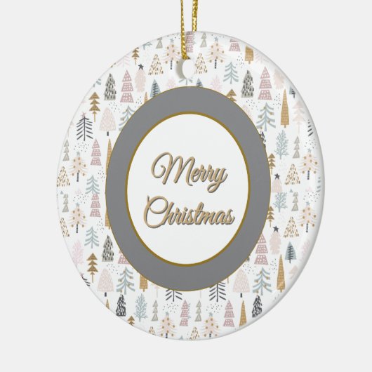 Custom, Christmas Winter Trees Rustic Keramik Ornament (Links)