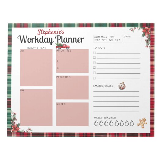 Custom Christmas Workday Planer Notizblock (Vorderseite)