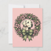 Custom Christmas Yellow Labrador Wreath Karte (Vorderseite)