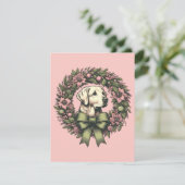 Custom Christmas Yellow Labrador Wreath Karte (Stehend Vorderseite)