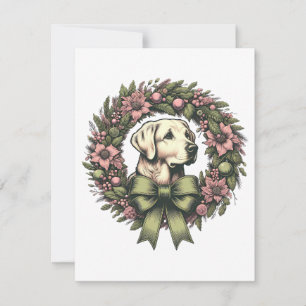 Custom Christmas Yellow Labrador Wreath Karte