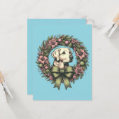 Custom Christmas Yellow Labrador Wreath Karte (Vorderseite/Rückseite Beispiel)