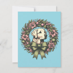 Custom Christmas Yellow Labrador Wreath Karte