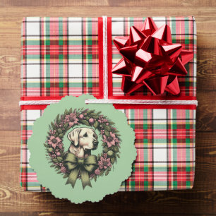 Custom Christmas Yellow Labrador Wreath Ornament Karte