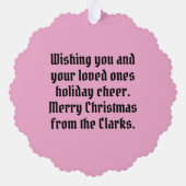 Custom Christmas Yellow Labrador Wreath Ornament Karte (Rückseite)