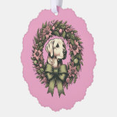 Custom Christmas Yellow Labrador Wreath Ornament Karte (Links)