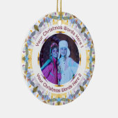 Custom Christmas Yellow Purple Family Photo Gift Keramik Ornament (Rechts)