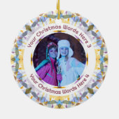Custom Christmas Yellow Purple Family Photo Gift Keramik Ornament (Hinten)