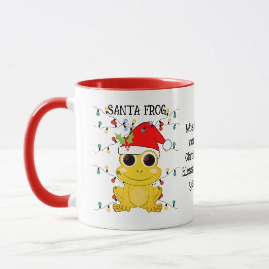 Custom Christmas Yellow SANTA FROG Tasse (Links)